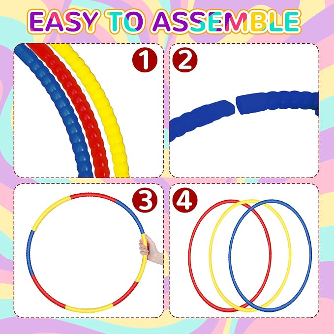 Sratte 12 Pcs Hoop for Detachable Adjustable Hoop Colored Exercise Ring Plastic - Image 3