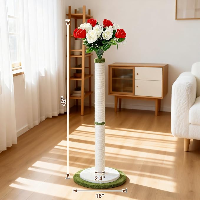 CWV 45" Tall Cat Scratching Post, Cute Rose Flower Cat Scratcher - Image 9