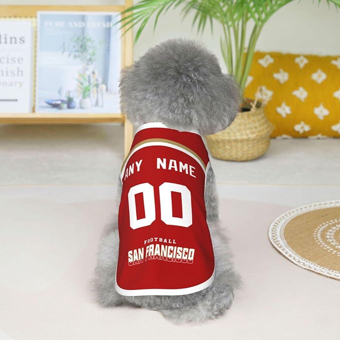 San Francisc0 Custom Pet Jersey Dog Clothes Jersey Various Sizes Customized Any - Image 5