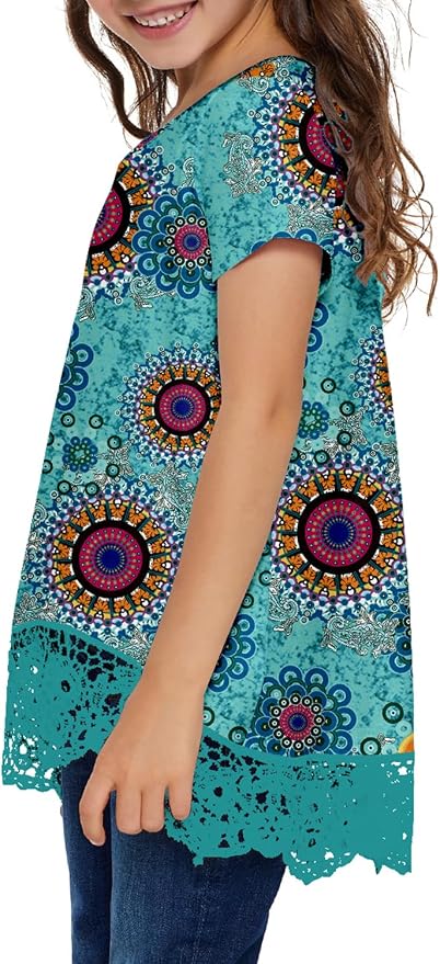 storeofbaby Girls Casual Tunic Tops Short Sleeve Loose Soft Blouse T-Shirt - Image 4