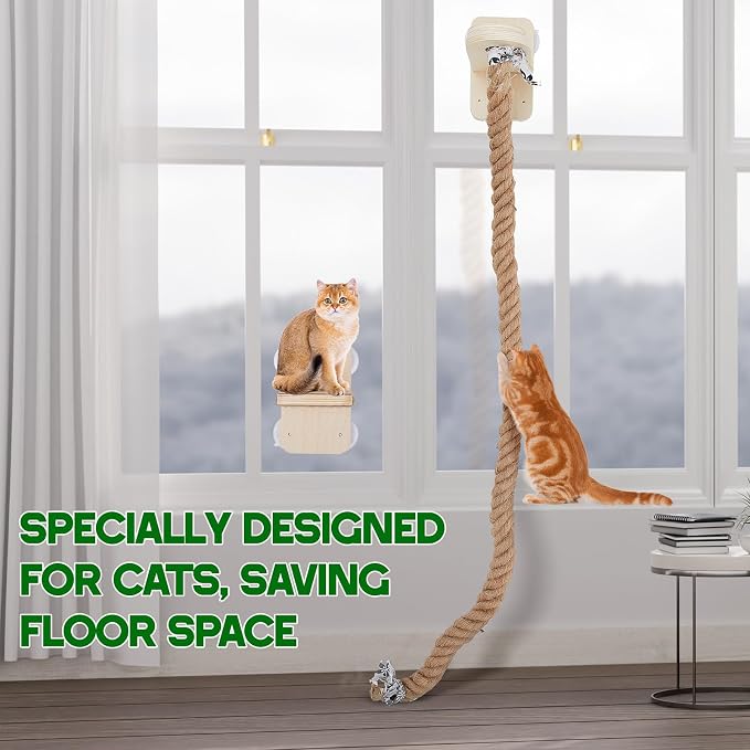 Weysat Cat Climbing Rope 2 Pcs Window Perch - Image 6