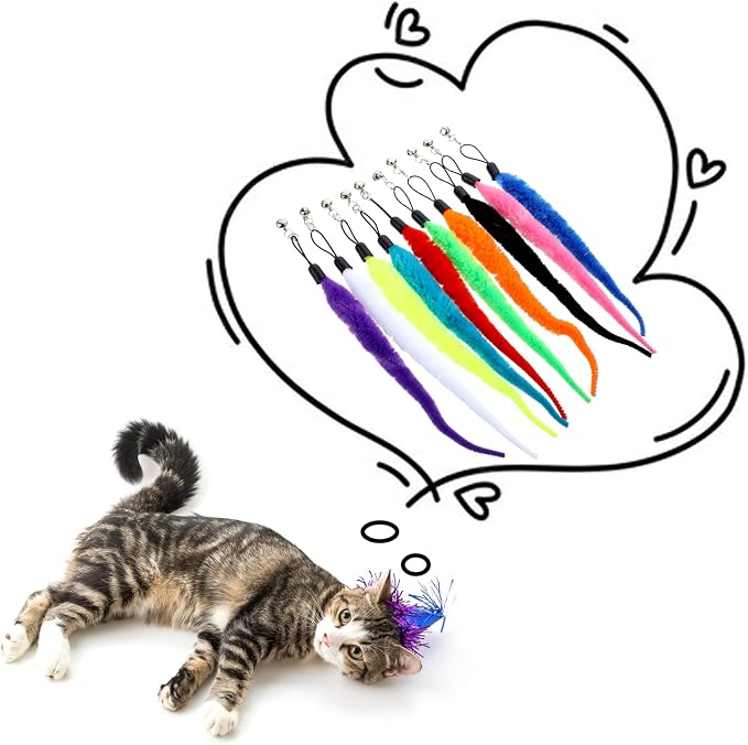10 Packs Cat Worm Toy Refills Cat Wand Replacement Worms Interactive Cat Wand - Image 7