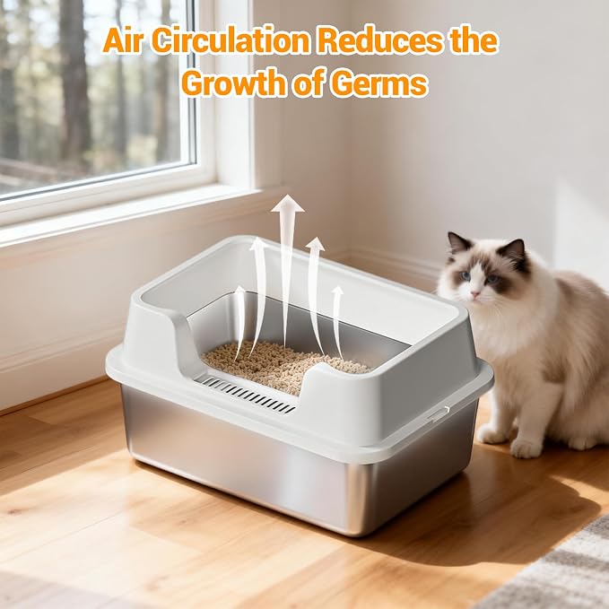 Stainless Steel Litter Box, XL Enclosed Cat Litter Boxes - Image 5