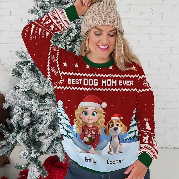 Wrappiness A Girl And Her Dog Christmas Sweatshirt - Image 2