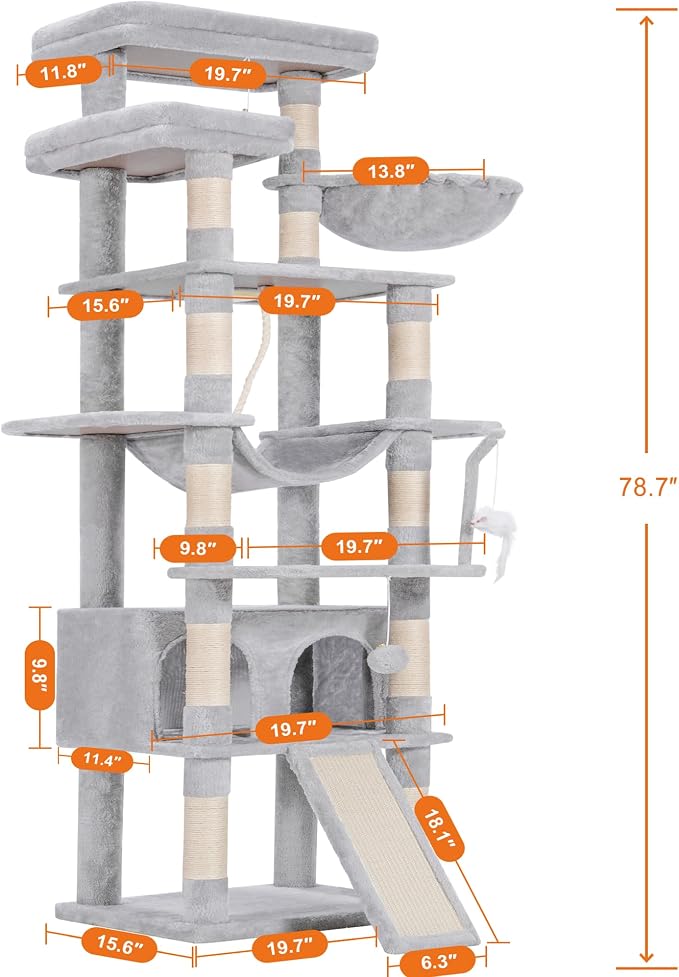 Heybly Tall Cat Tree, 78-inch Multi-Level Cat Tower - Image 5