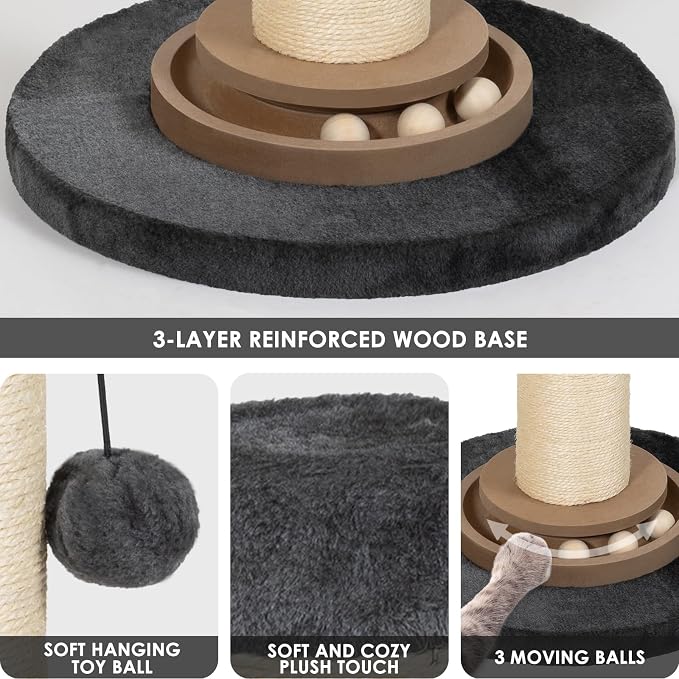 Heavy Duty Cat Scratching Post, 35 Inch Tall Cat Scratcher Cat Tree Tower - Image 4