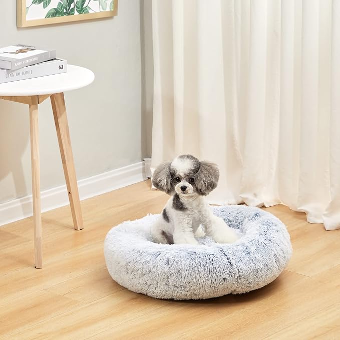 Bedfolks Calming Donut Dog Bed, 23 Inches Round Fluffy Dog Beds - Image 2