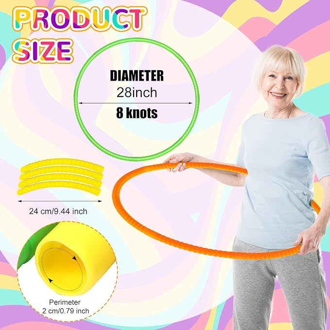 Sratte 12 Pcs Toy Hoop for Kid Detachable Adjustable Toy Hoop Colored Exercise - Image 3
