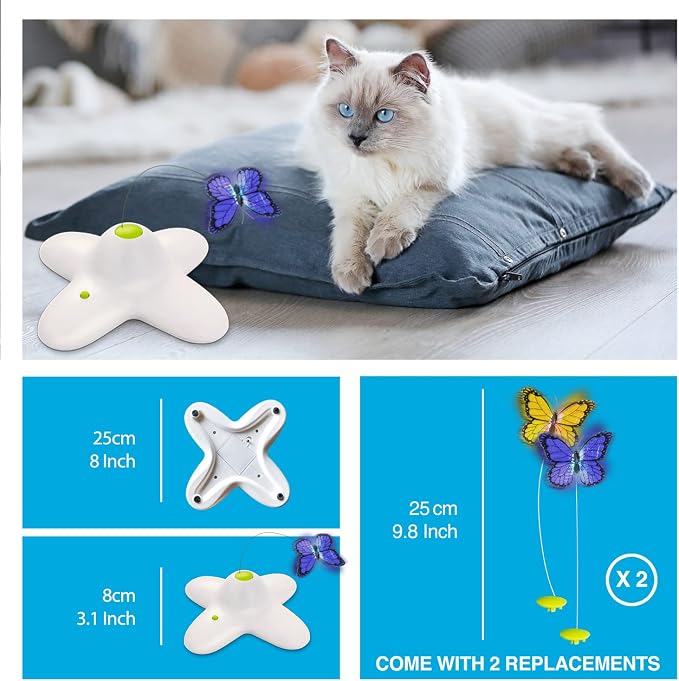 ALL FOR PAWS Interactive Butterfly Cat Toy, Automatic Cat Butterfly Wand Toys - Image 3