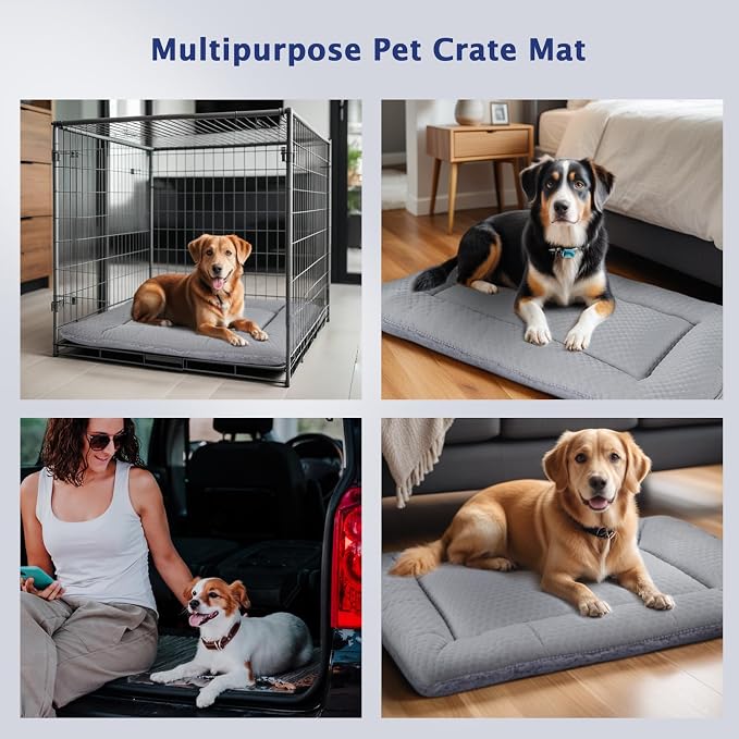 Dog Bed Mat, Crate Pad Reversible, Soft Kennel Pad, Washable Dog Crate Mat - Image 4