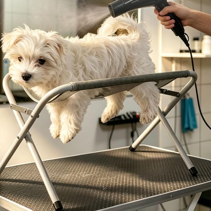 Grooming Pet Grooming Mesh Bath Stand Foldable Metal Frame with Quick Surface and Strap Suitable for pet Washing Maintenance Travel Grooming, Blue - Image 2