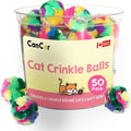 Cat Crinkle Balls 1.5 Inch | 50 Pack | Soft Lightweight Indoor Cat Toys by CanCorInnovations