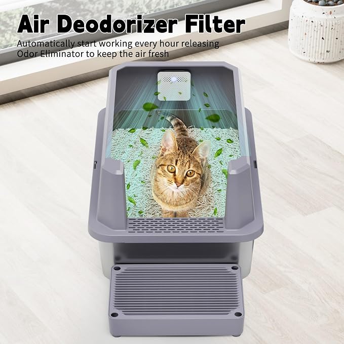 RIZZARI Stainless Steel Litter Box: Gray Leakproof Open Top Tray - Image 4
