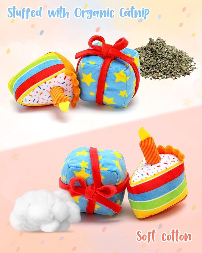 CiyvoLyeen 6Pcs Birthday Themed Catnip Toys Cat Birthday Gift Kitten - Image 4