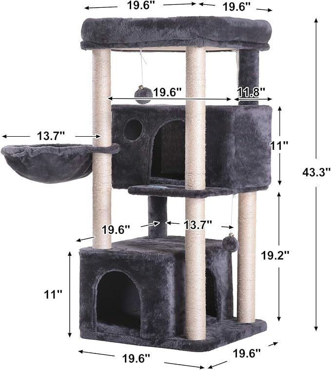 Hey-brother Cat Tree, 2 Plush Condos, Big Plush Perches MPJ011G - Image 7