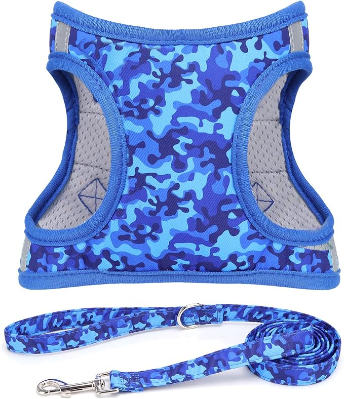Moonpet Step in Boy Dog Harness Leash Set- All Weather Reflective No-Pull by MOONPET