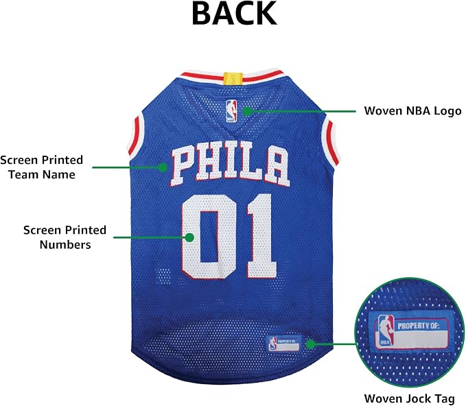 Pets First NBA PHILADELPHIA 76ERS DOG Jersey, X-Small - Image 6