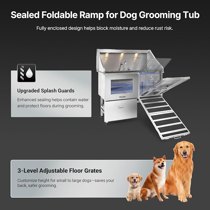 Dog Washing Station with LED Display, 304 Stainless Steel Pet Wash Sink - Image 5