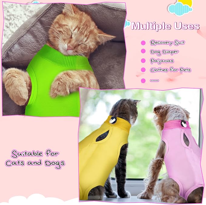 Nuanchu 3 Pieces Cat Recovery Suit Kitten Recovery Suit E-Collar Alternative - Image 2