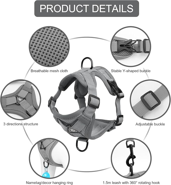 Vest Harness Leash Set for Small Dog Large Cat, Upgraded Escape Proof - Image 2