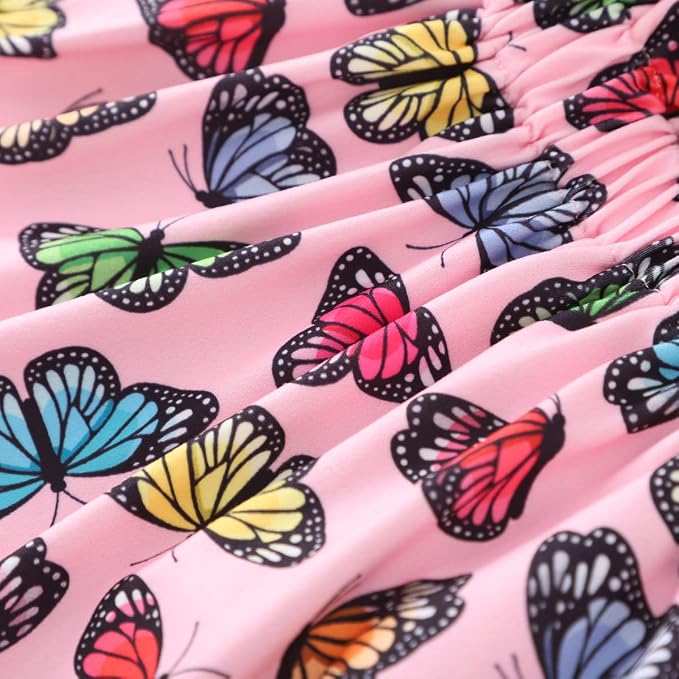 Akyzic Little Girl Skirt Outfit Two Piece Spring Summer Outfit Butterfly Dress - Image 7