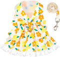 Dog Harness Dress Leash Set for Small Dog Summer Clothes Girl Female Puppy Cats by ABRRLO