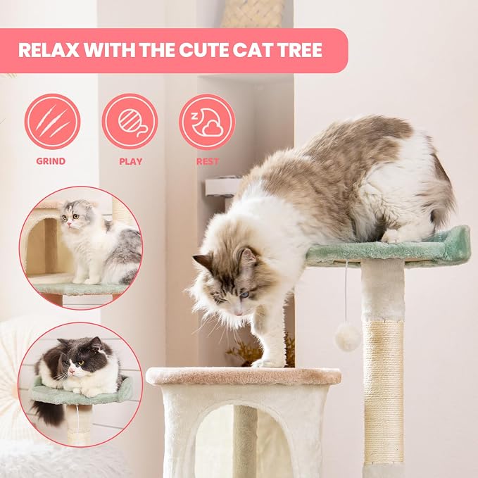 HYABi 42.7 inch Flower Cat Tree Tower Condo Furniture Apartment Plush Habitat - Image 4