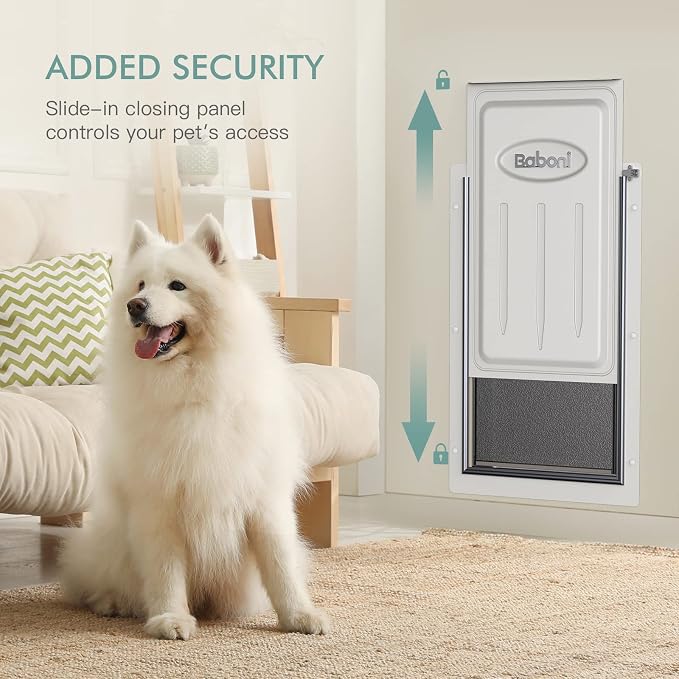Baboni Pet Door for Wall, Steel Frame and Telescoping Tunnel, Aluminum Lock - Image 7