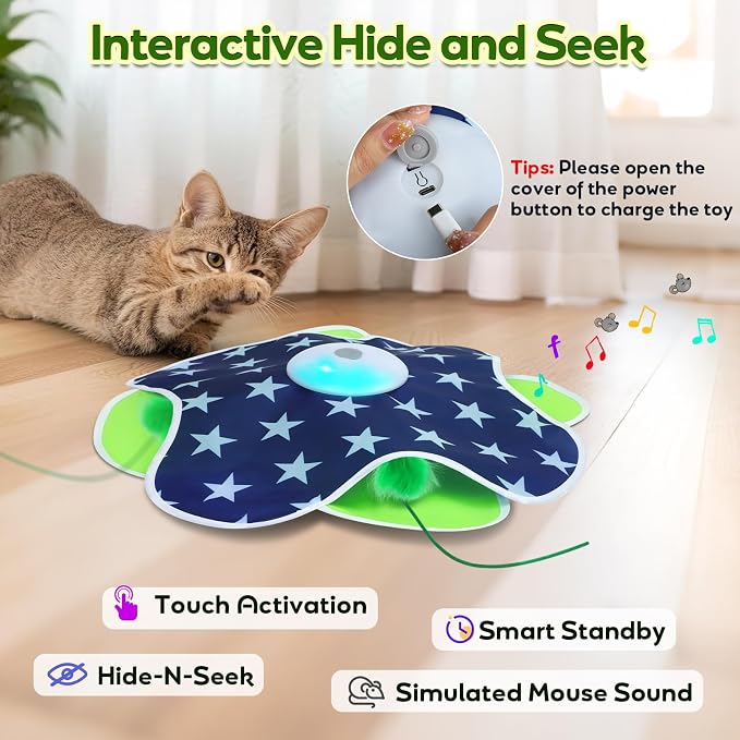 Interactive Cat Toys with Moving Feather Concealed in Mat, Motion Activated - Image 2