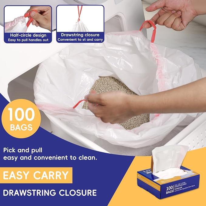 Drawstring Litter Liner Bags 100 Pack-Cat Litter Box Liner Bags - Image 6