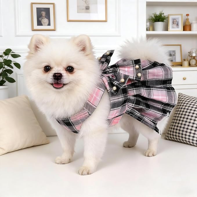 Dog Plaid Dress Harness and Leash Set - Image 5