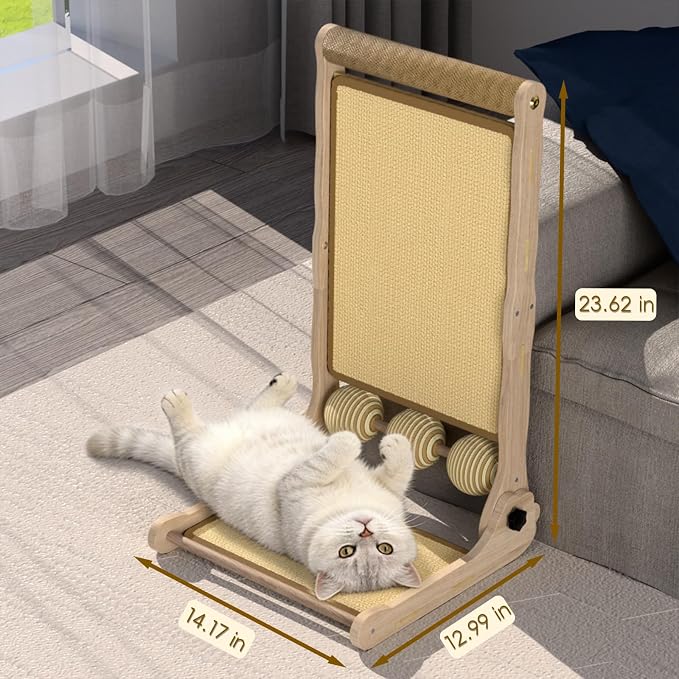 L-Shaped Cat Scratcher with Dual Sisal & Carpet Surfaces Reversible Vertical & - Image 3