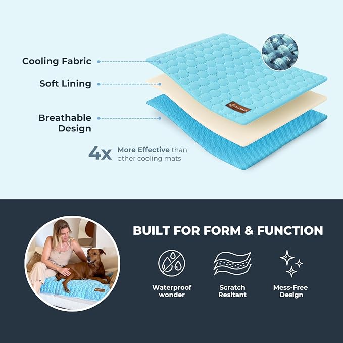 Pelsbarn Dog Cooling Mat- Ice Silk Summer Comfort, Self Cooling, Non-Slip Dog - Image 4
