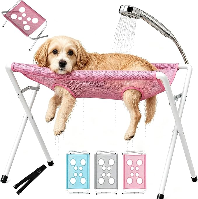 Pet Dog Bath Hammock, Cat Shower Grooming Table Hammock with Foldable Stand by Unknown