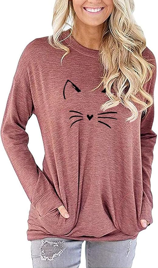 Akihoo Womens Casual Long Sleeve Tunic Tops Crew Neck Shirt Blouses - Image 2