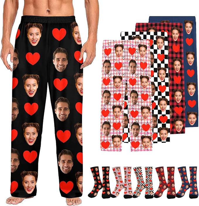 Custom Couple Pajama Pants Sock by FUNAO