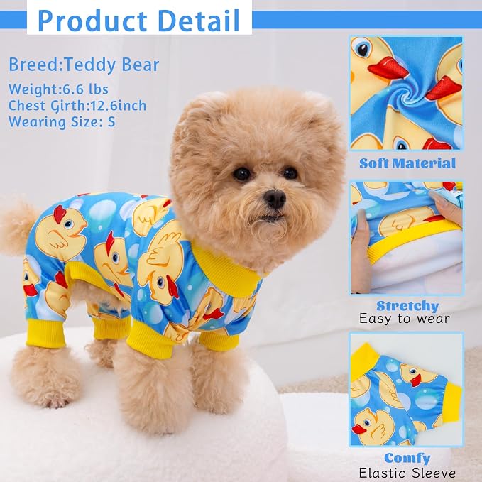 XPUDAC 4 Pieces Dog Pajamas for Small Dogs Pjs Clothes Puppy Onesies Outfits - Image 4