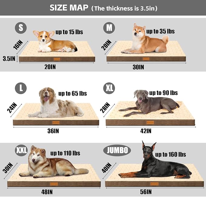 Patas Lague Orthopedic XL Dog Bed Large Sized Dog 48''X30'', Waterproof Soft - Image 6