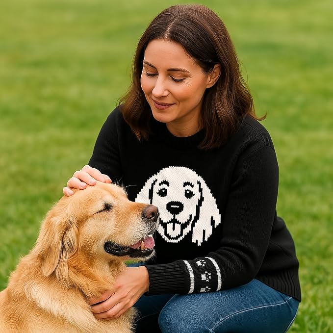 Custom Dog Knit Sweater for Women Personalized Pet Paw Print Pullover Dog Mom - Image 6
