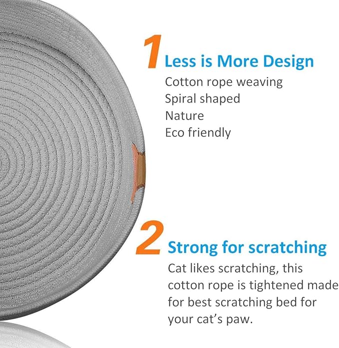 Cat Bed Basket Nest Round Cotton Rope Woven Warm Medium, Pet Sleeping Bed House - Image 3