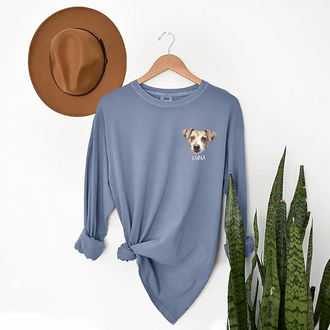 Custom Dog Photo Shirt, Cute Cat Mom Dad Gifts, Pet Lover Long Sleeve Shirts - Image 5