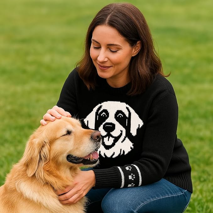 Custom Dog Knit Sweater for Women Personalized Pet Paw Print Pullover Dog Mom - Image 6