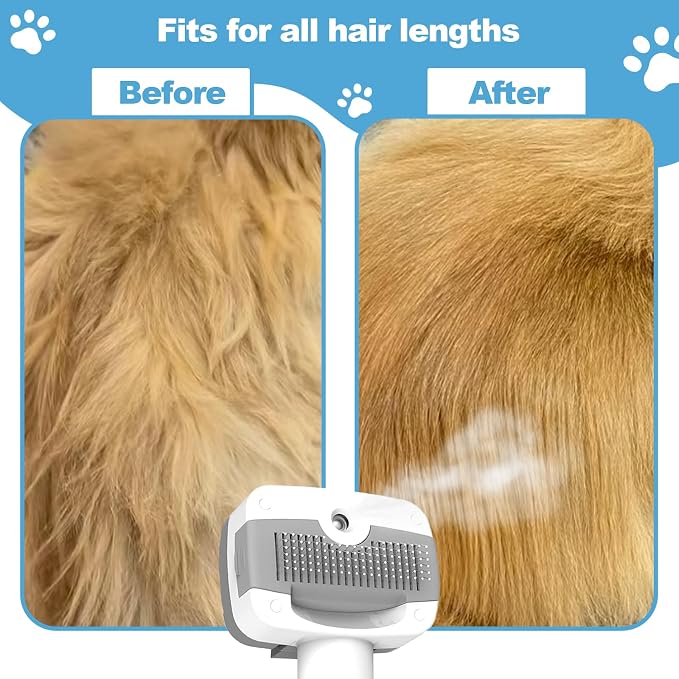 Pet Steam Brush for Dogs & Cats, 3-in-1 Steam Grooming Brush for Shedding & - Image 6