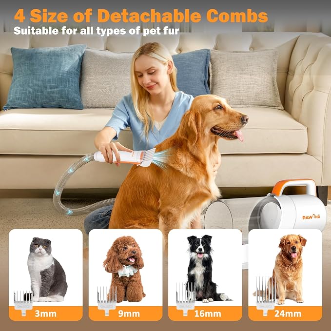 Pet Grooming Kit with Vacuum, All-in-1 Professional Deshedding Tools - Image 4
