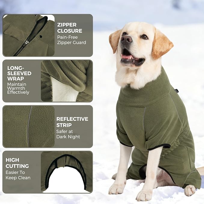 Mihachi Dog Snow Suit Dog Coat Soft Fleece Pullover Pajamas, Pet Windproof Warm - Image 3
