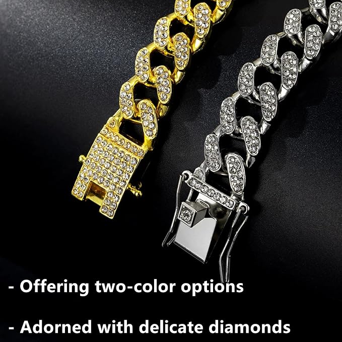 2 Pcs Diamond Cuban Link Kitten Walking Collar - Image 3
