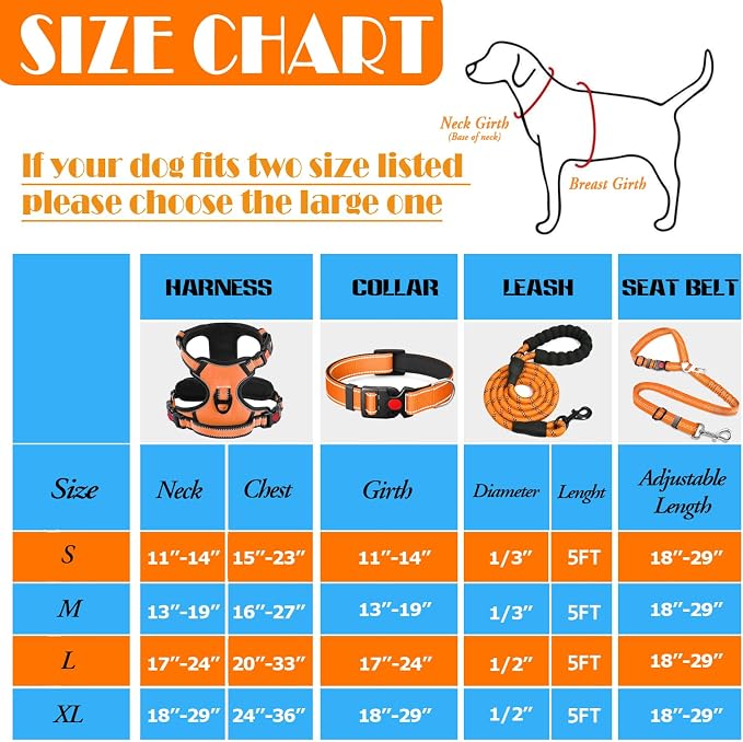 No Pull Dog Harness, Collar & Leash Set | Includes Dog Seat Belt, Collapsible - Image 3