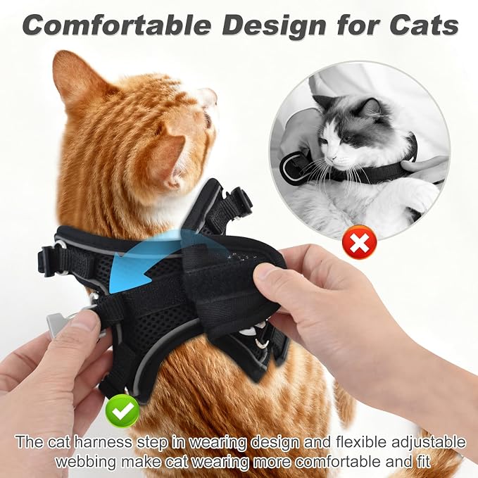 Kitten Cat Harness and Leash Set, Escape Proof Soft 4-Adjustable Cat Walking - Image 3