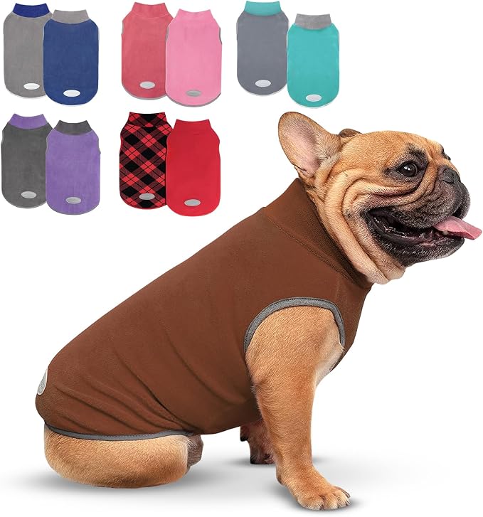 cyeollo Fleece Dog Sweater Vest, Reflective Dog Sweatshirt Pullover Pet Jacket by CYEOLLO