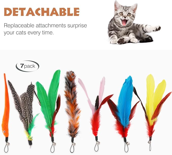 Pawaboo Interactive Cat Toys for Indoor Cats, Cat Wand Toys, Cat Fishing Pole - Image 3